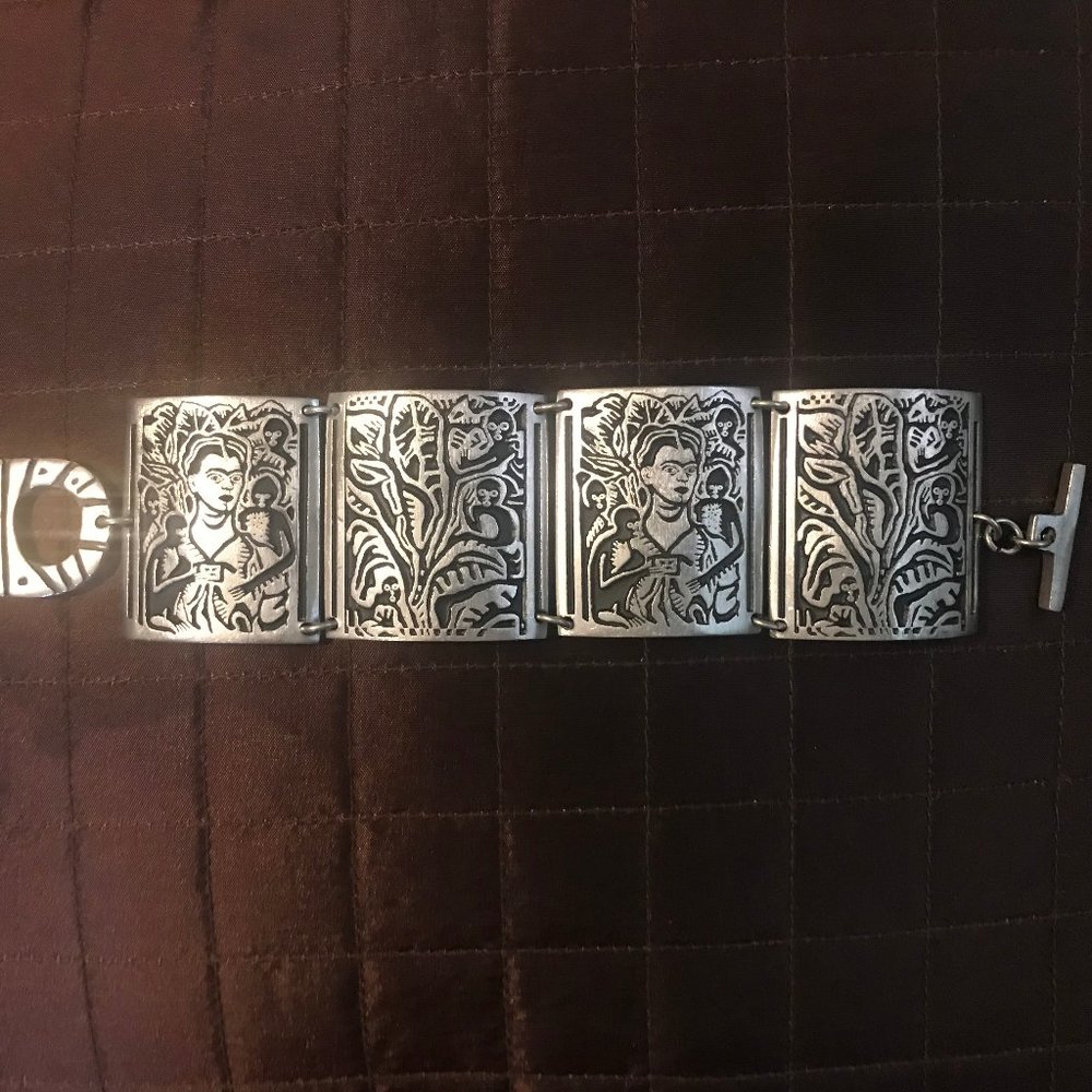 Vintage Bracelet- Pewter Frida Kahlo - Mexican